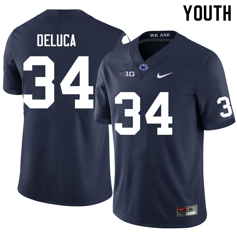 Youth #34 Dominic DeLuca Penn State Nittany Lions College Football Jerseys Sale-Navy